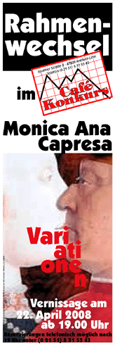 Rahmenwechsel-Plakat für Monica Ana Capresa "Variationen"
