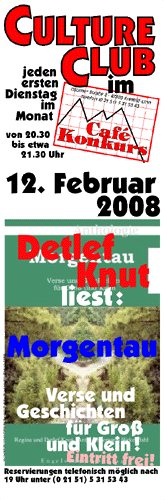 Culture-Club-Plakat Detlef Knut liest "Morgentau"