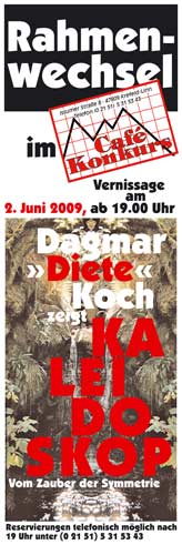 Plakat Rahmenwechsel im Café Konkurs, Dagmar Diete Koch
